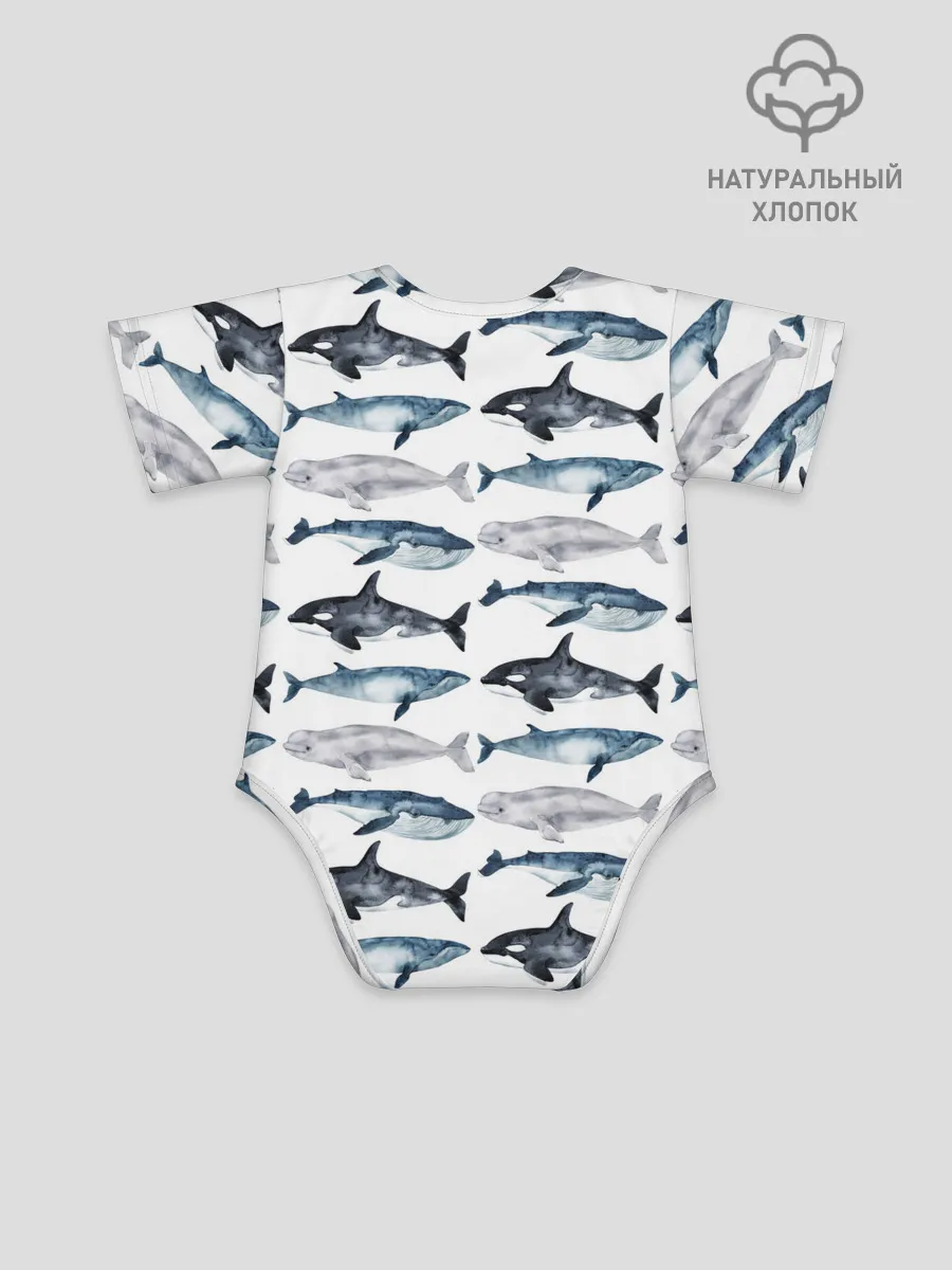 Детское боди / принт с китами