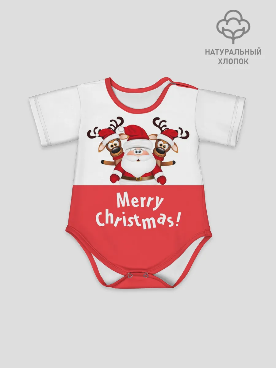 Детское боди / Санта с 2 Оленями