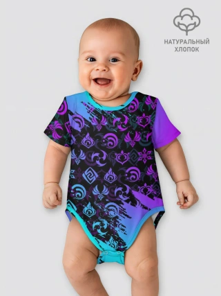Детское боди / GENSHIN NEON PATTERN SYMBOL / НЕОН ЭМБЛЕМЫ