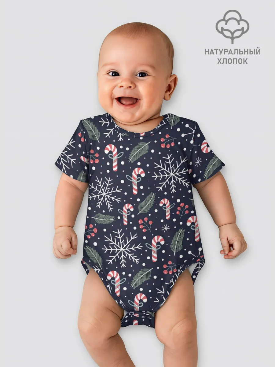 Детское боди / Паттерн с веточками