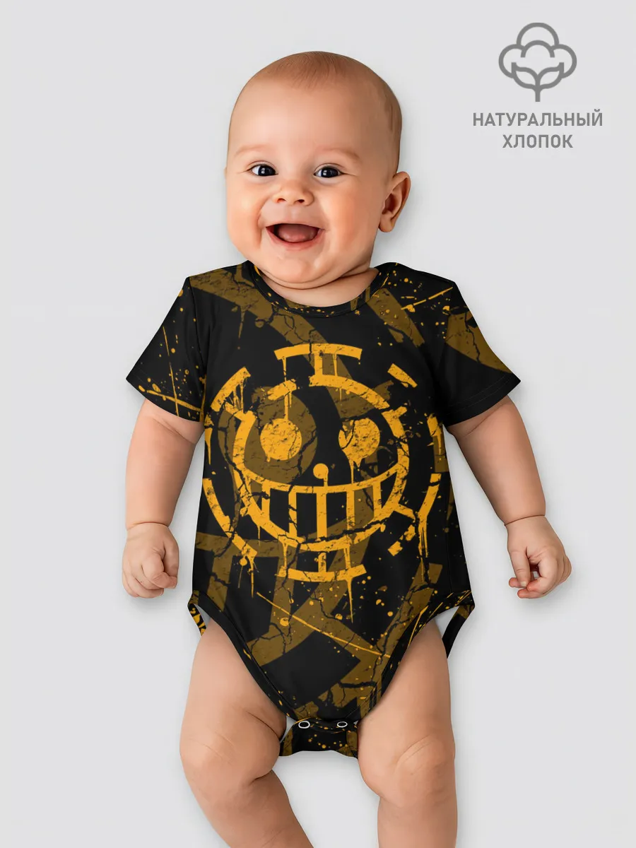 Детское боди / ВАН ПИС ПИРАТЫ ЖЁЛТЫЙ ЛОГО