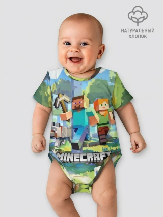 Детское боди / Манйкрафт, березовый лес