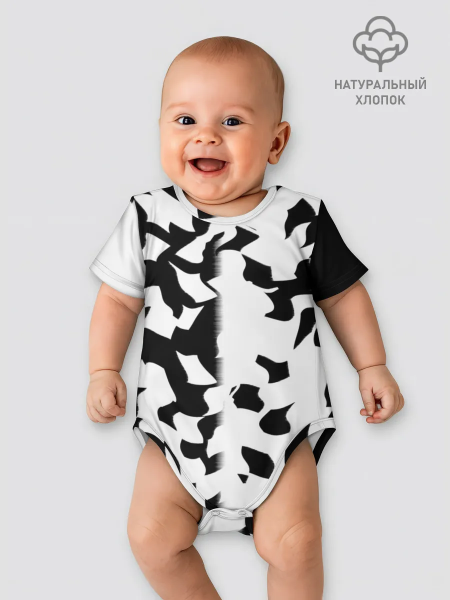 Детское боди / черно-белый камуфляж