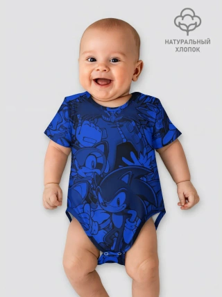 Детское боди / SONIC BLUE PATTERN | СИНИЙ ЁЖ
