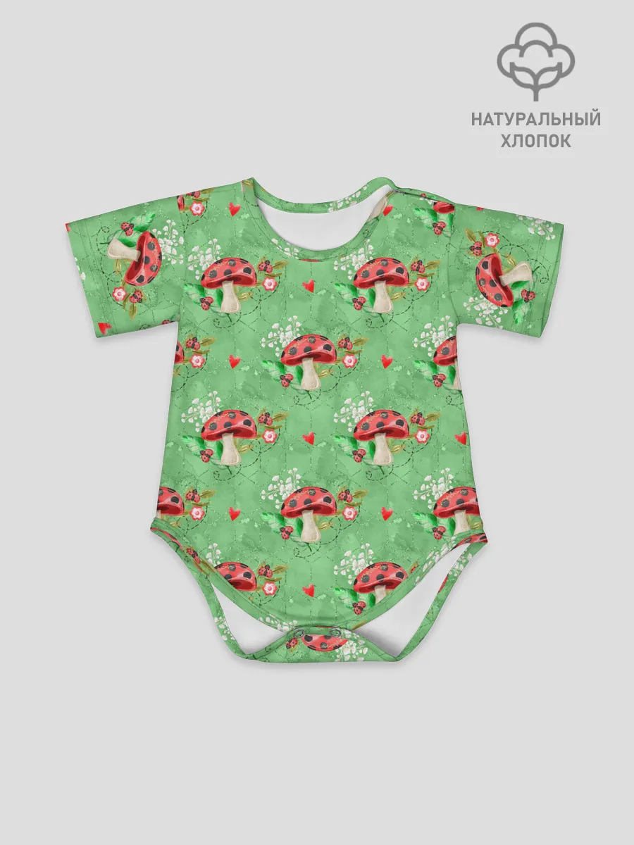 Детское боди / Грибы Мухоморы паттерн
