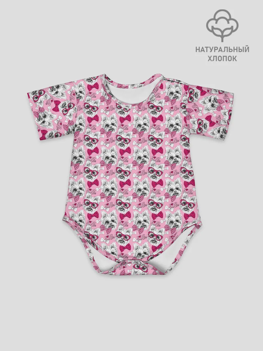 Детское боди / Йоркширский Терьер на Розовом Фоне