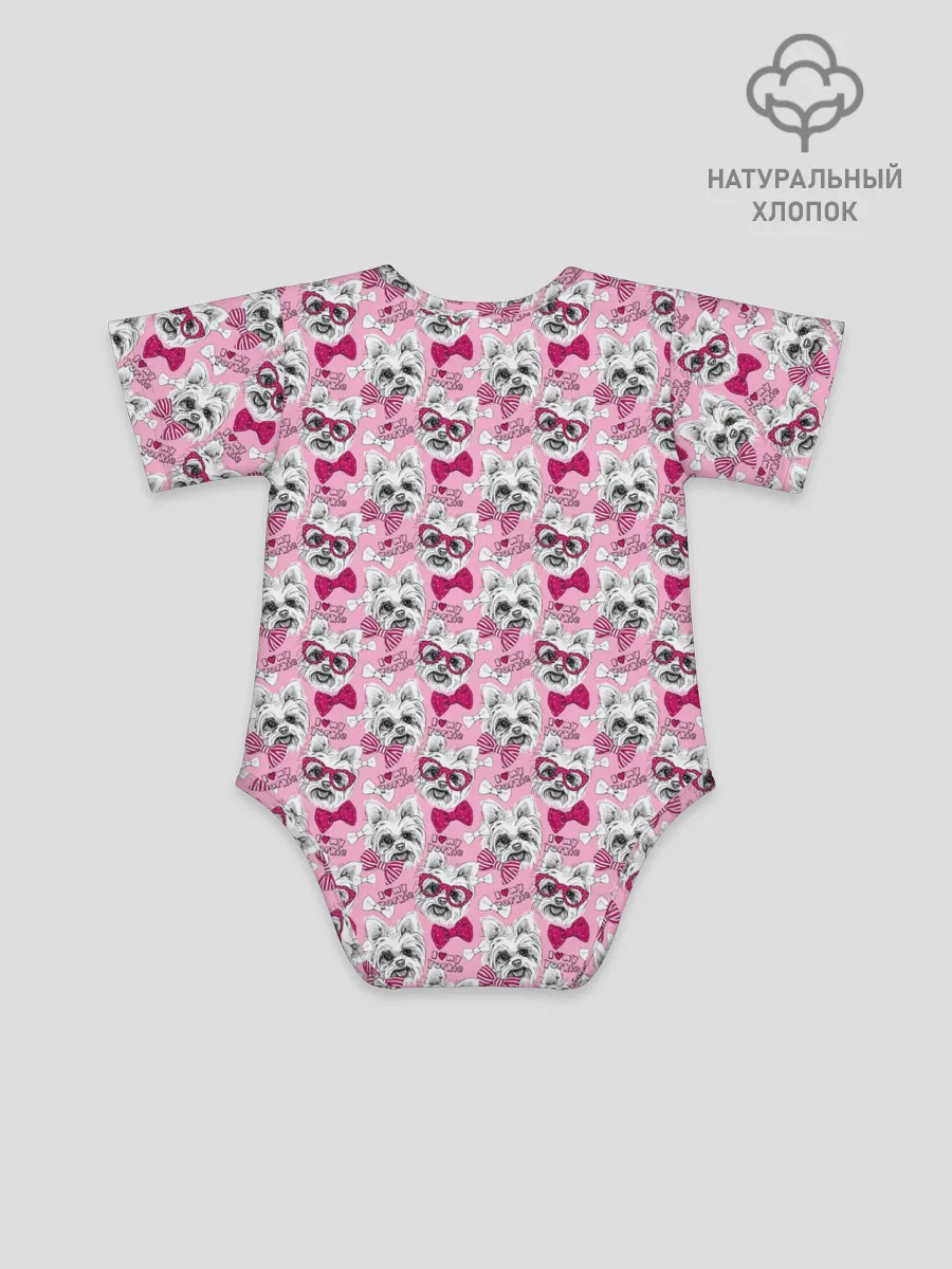 Детское боди / Йоркширский Терьер на Розовом Фоне