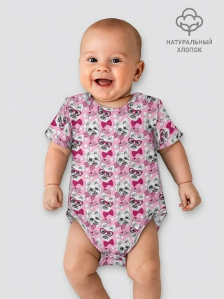 Детское боди / Йоркширский Терьер на Розовом Фоне