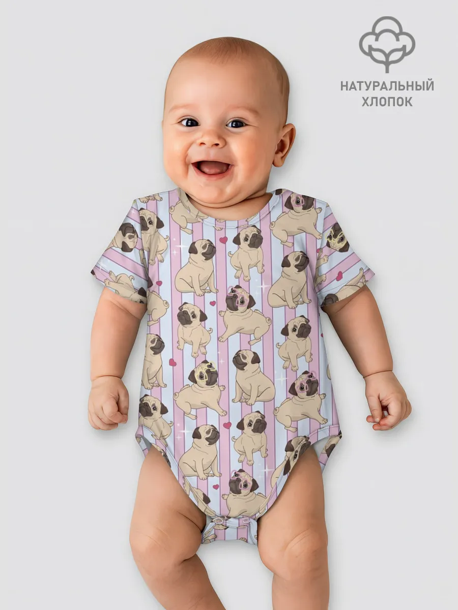 Детское боди / Забавные Мопсы