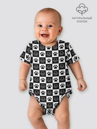 Детское боди / Следы на Шахматном Фоне