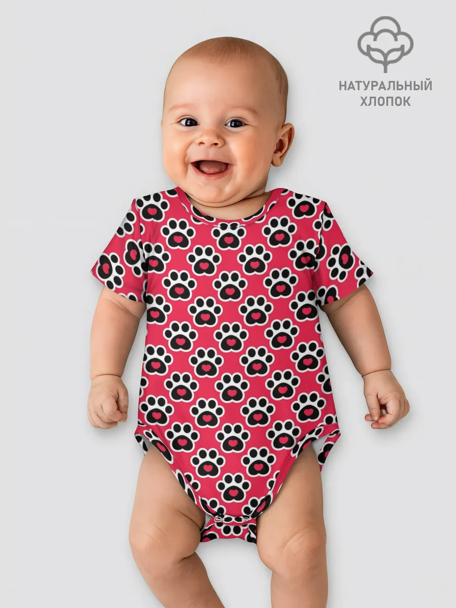 Детское боди / Следы от Лап с Сердечками