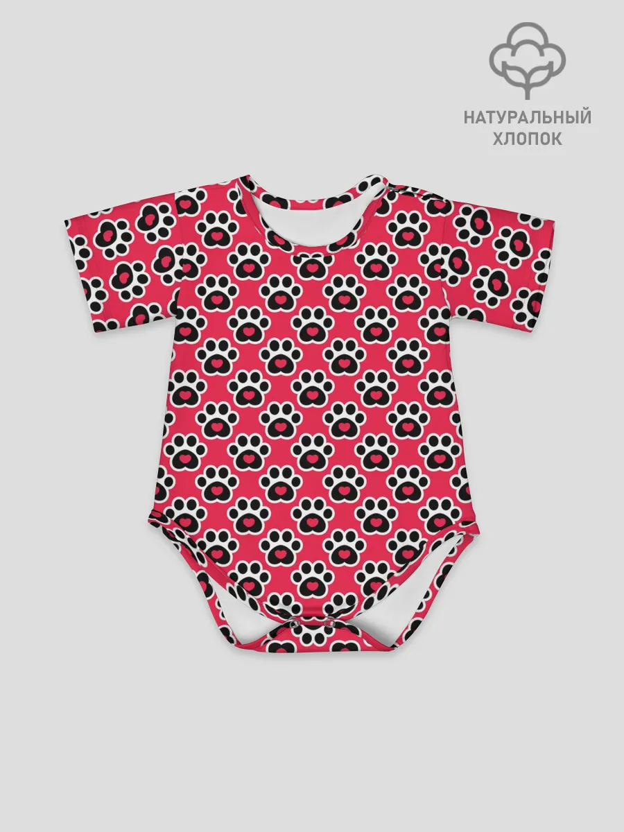 Детское боди / Следы от Лап с Сердечками