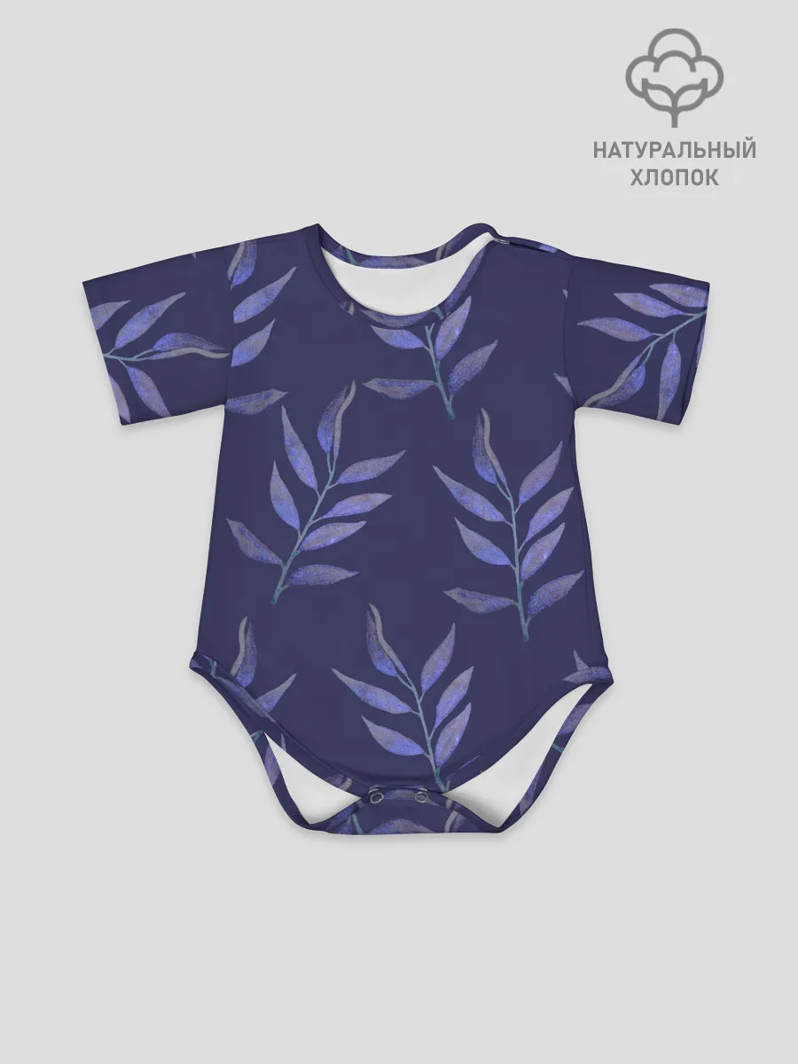 Детское боди / Листья на темно синем фоне
