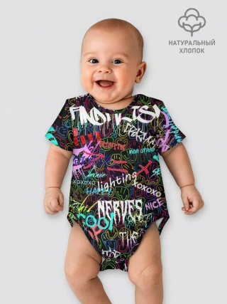 Детское боди / neon graffiti | Smile