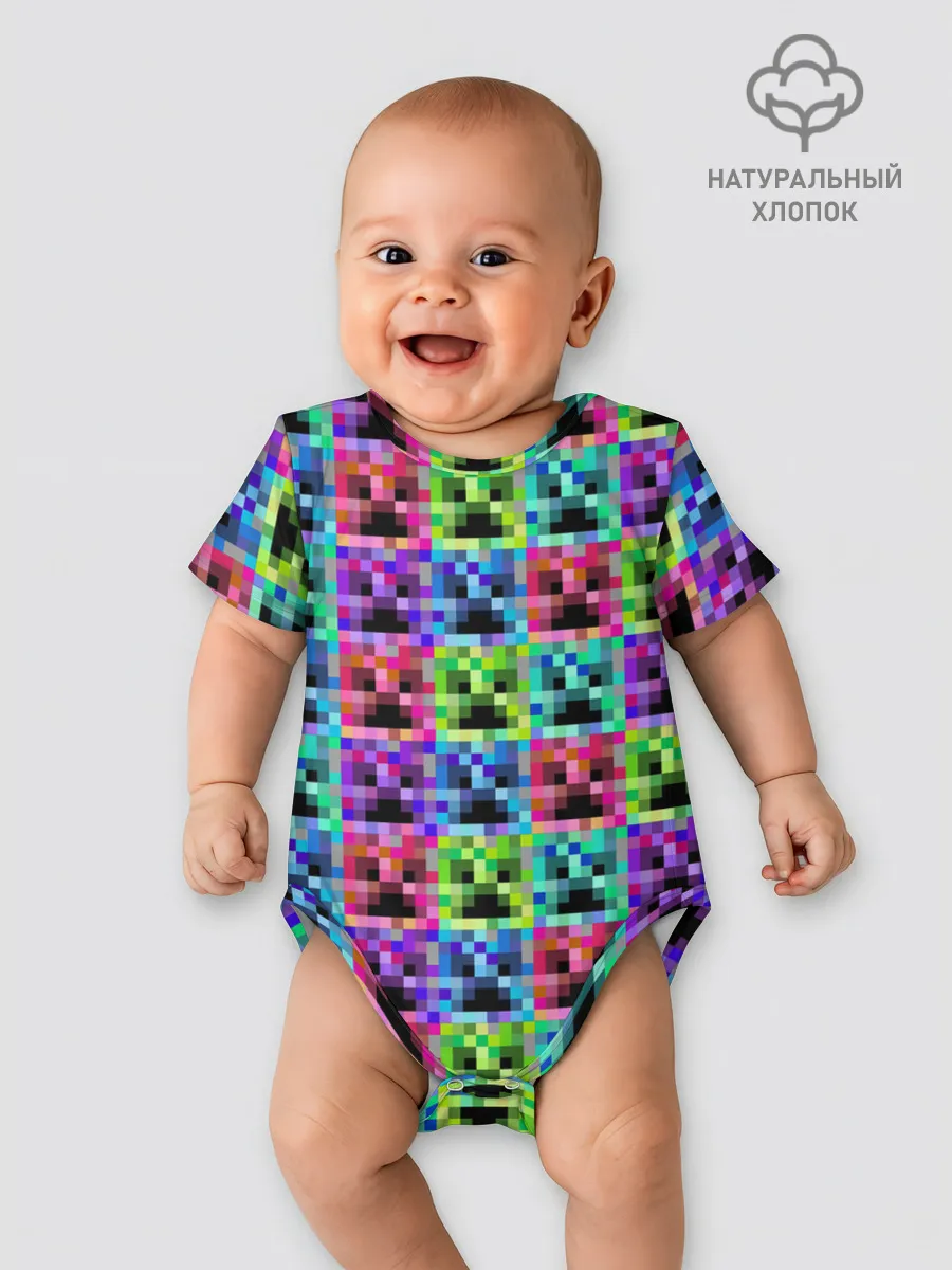 Детское боди / МАЙНКРАФТ / MINECRAFT ЦВЕТНЫЕ КРИПЕРЫ