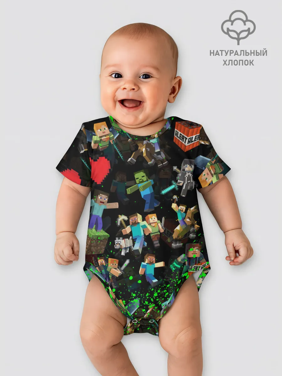 Детское боди / МАЙНКРАФТ ПАТТЕРН ГЕРОИ ИГРЫ