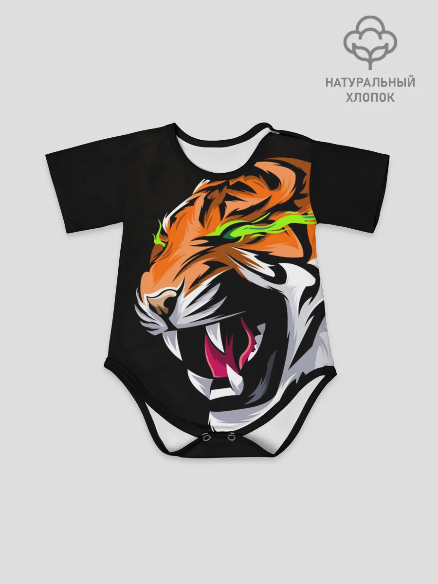 Детское боди / Тигр, с зелеными глазами
