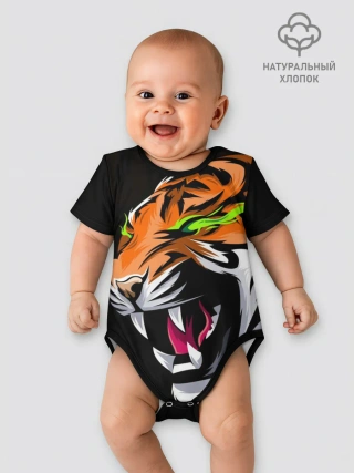 Детское боди / Тигр, с зелеными глазами