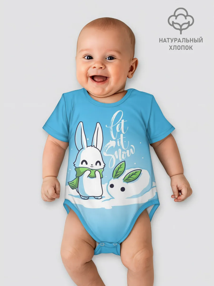 Детское боди / Let it snow. Зайчик и снежок