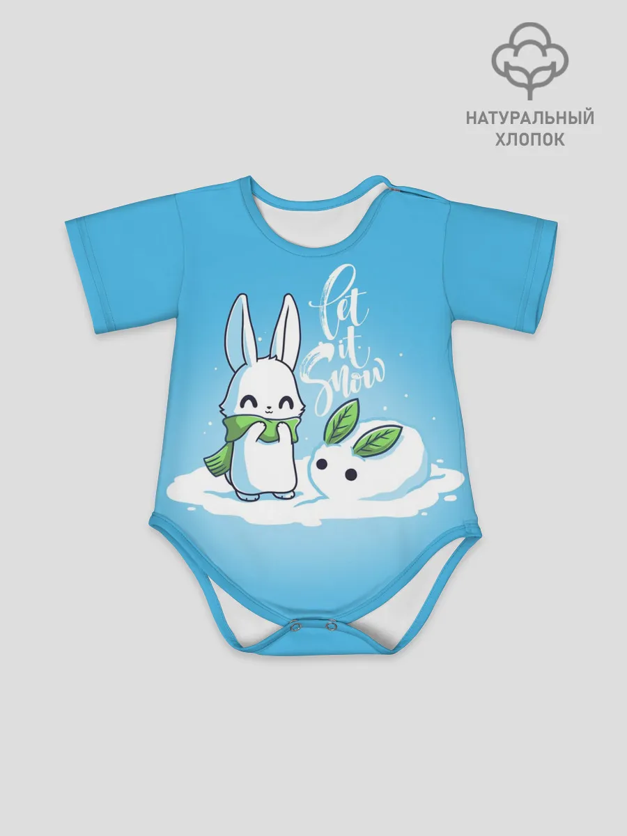 Детское боди / Let it snow. Зайчик и снежок
