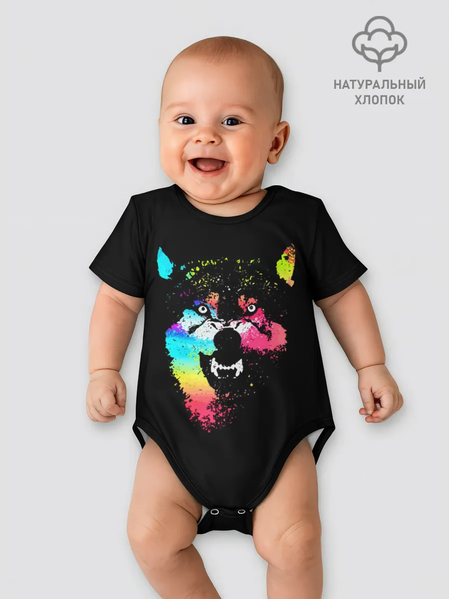 Детское боди / Неоновый свирепый волк