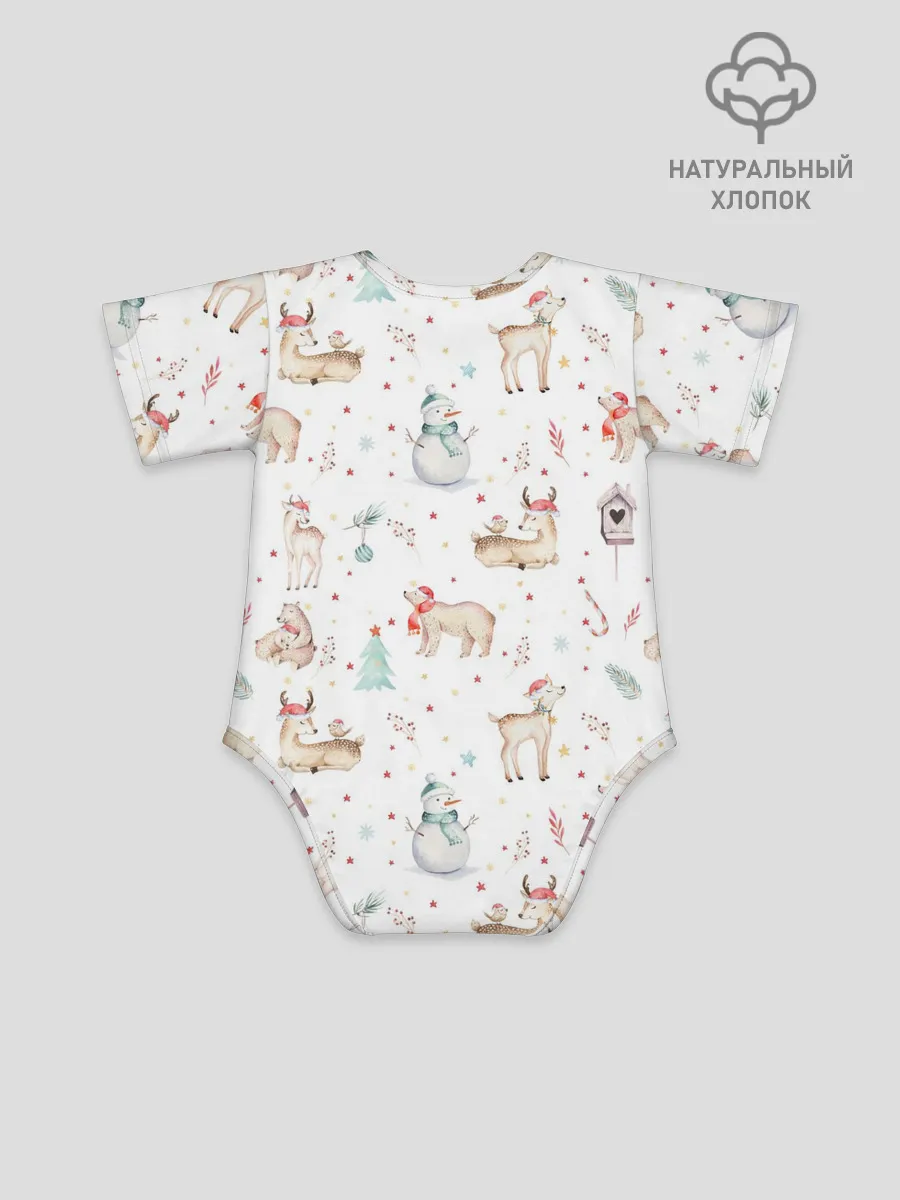 Детское боди / Паттерн с оленями и медведями