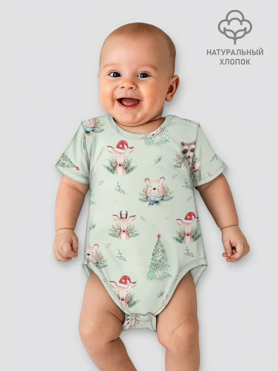 Детское боди / Олени, медведи и еноты