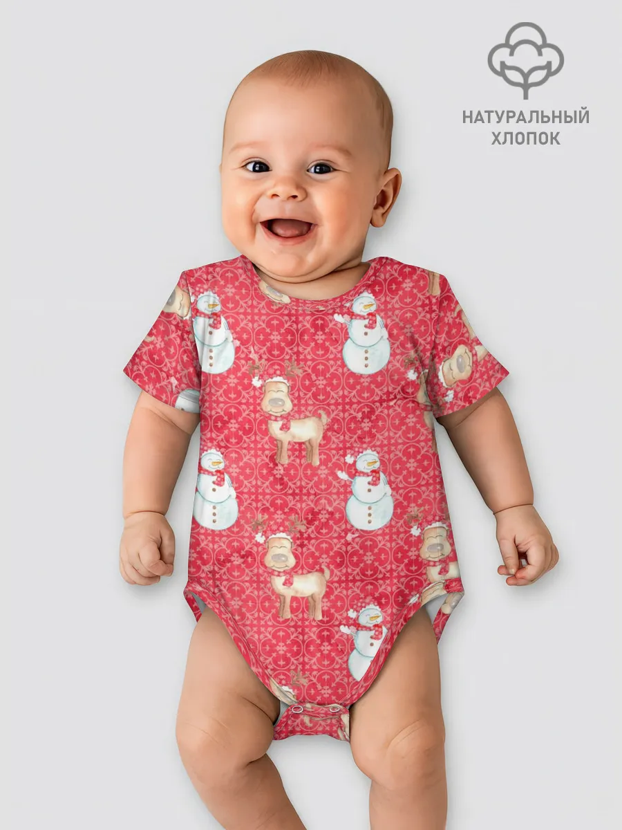 Детское боди / Снеговики и олени