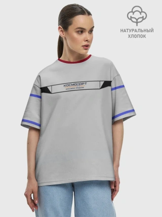 Женская футболка оверсайз хлопок / Дизайн КОСМОПОРТ 01