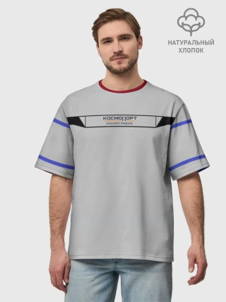 Мужская футболка оверсайз хлопок / Дизайн КОСМОПОРТ 01