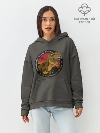 Худи женский оверсайз хлопок / Динозавры_2D_английский