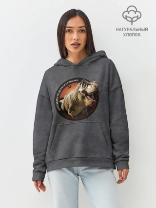 Худи женский оверсайз хлопок / Динозавры_3D_русский
