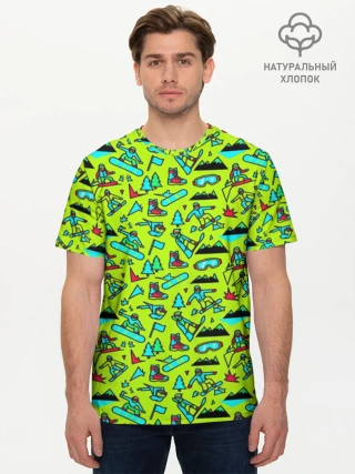 Мужская базовая футболка хлопок / Зимний отдых