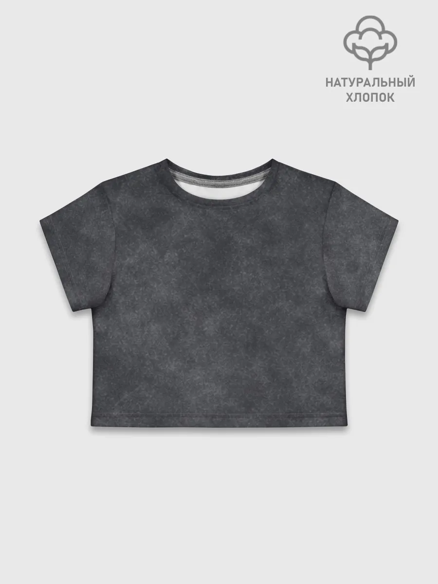 Футболка для девочки укороченная базовая хлопок / Варёнка dark grey