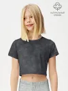 Футболка для девочки укороченная базовая хлопок / Варёнка dark grey