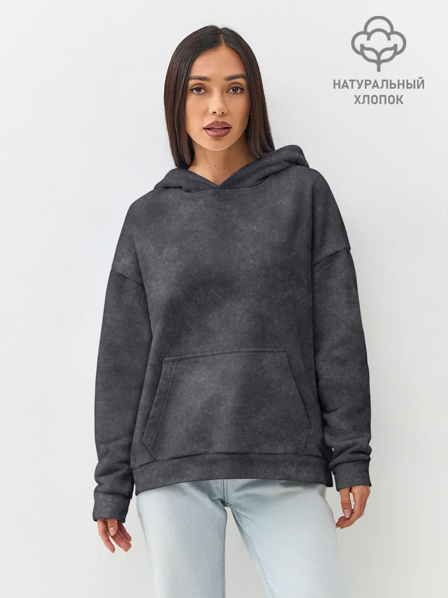 Худи женский оверсайз хлопок / Варёнка dark grey