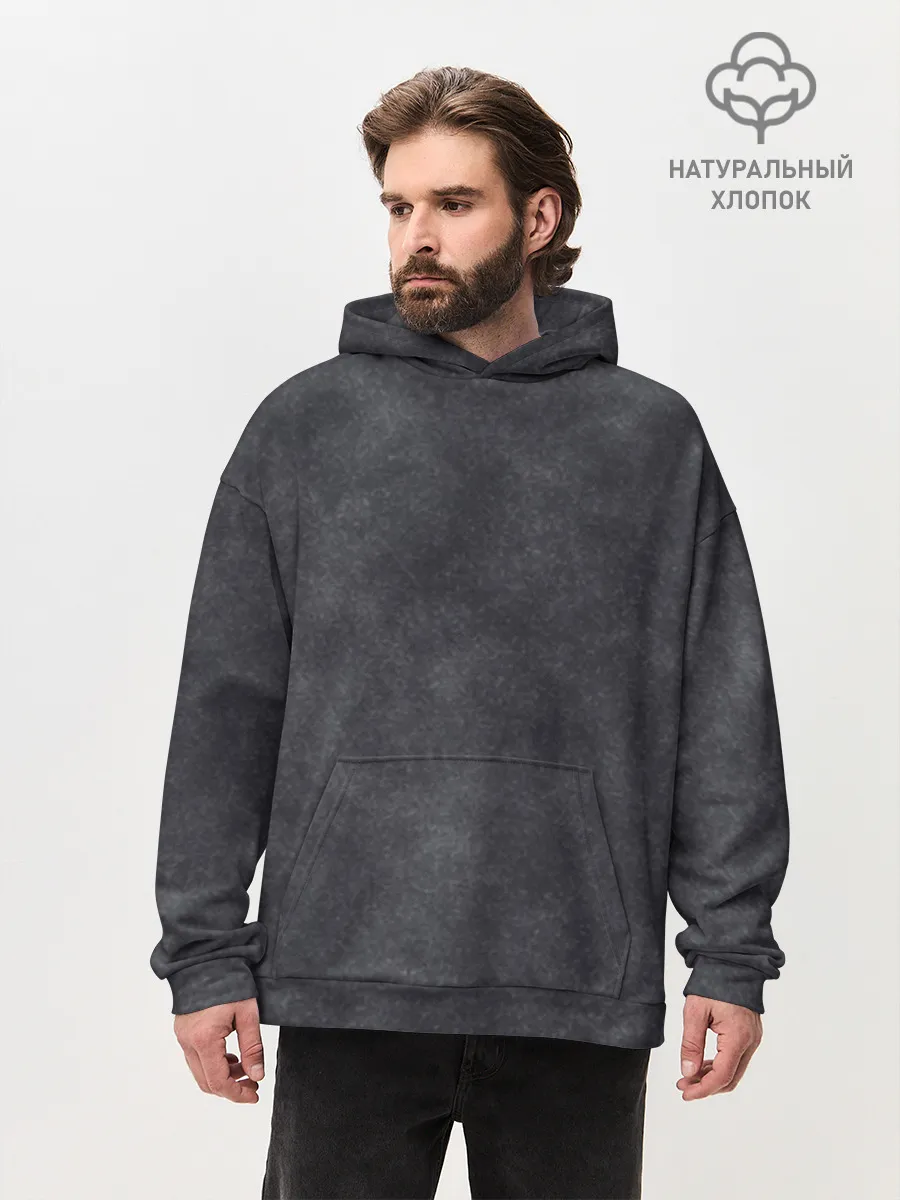 Худи мужской оверсайз хлопок / Варёнка dark grey