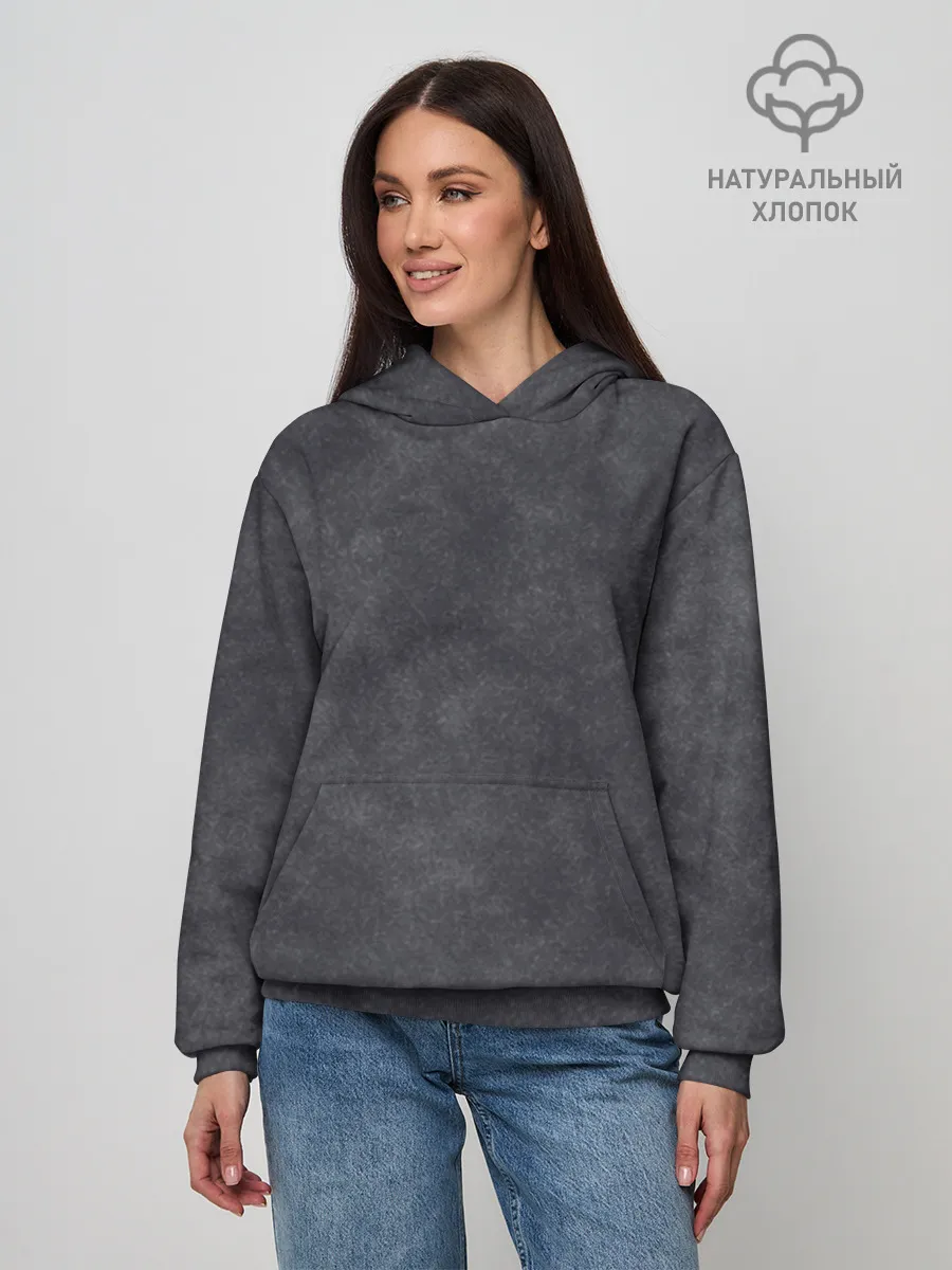 Худи женский база хлопок / Варёнка dark grey