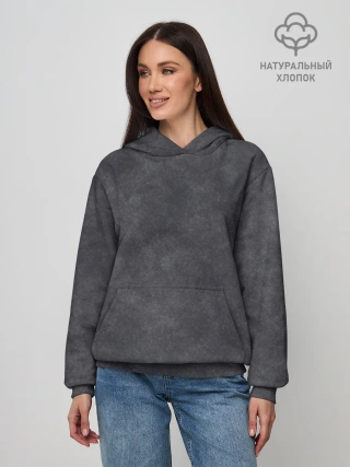 Худи женский база хлопок / Варёнка dark grey