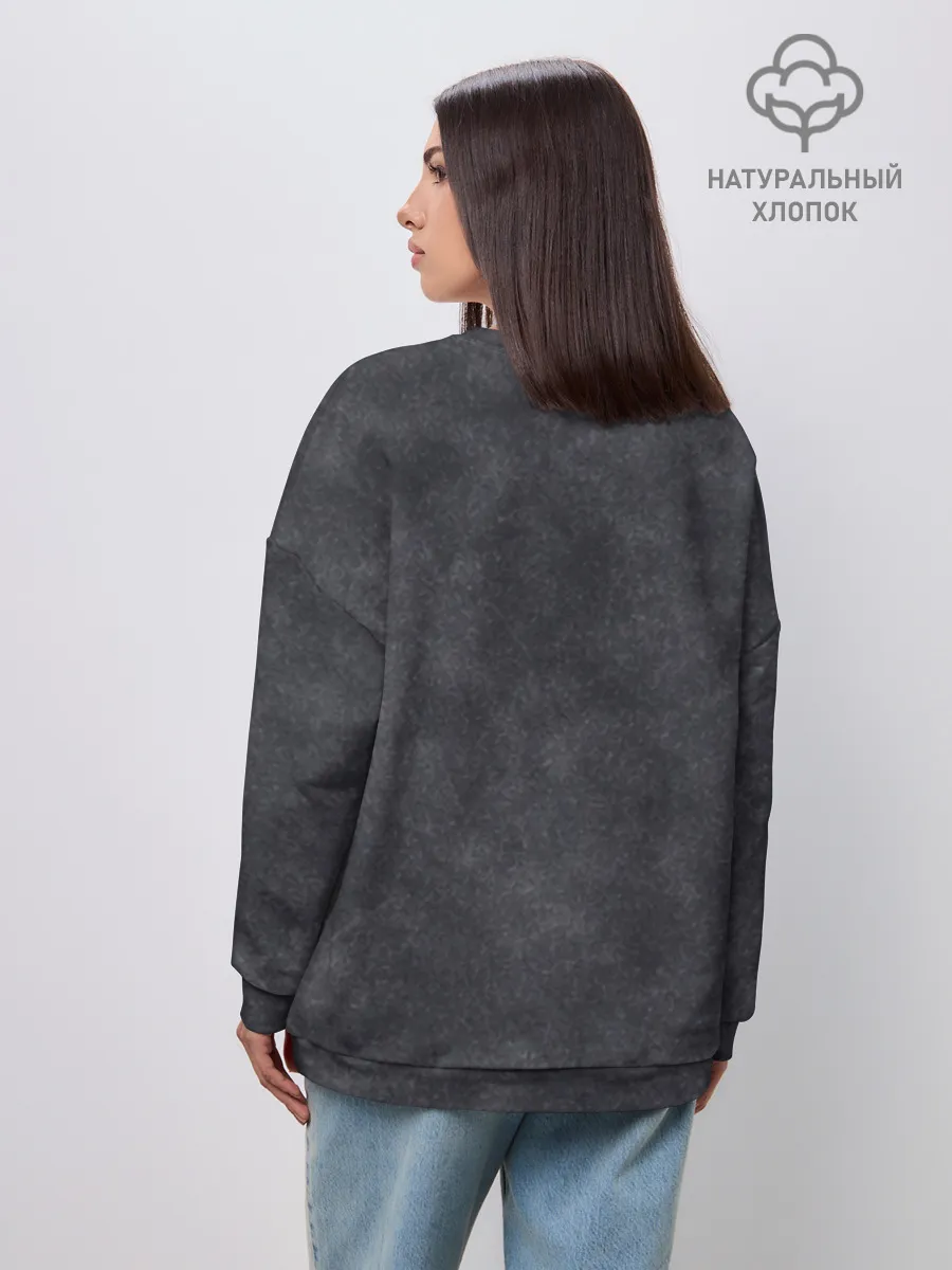 Женский свитшот оверсайз хлопок / Варёнка dark grey