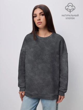 Женский свитшот оверсайз хлопок / Варёнка dark grey