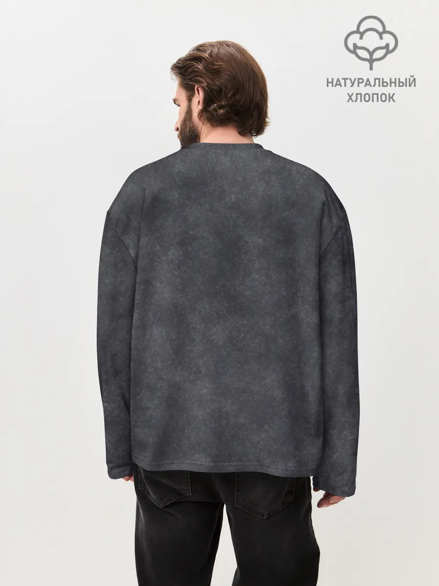 Мужской лонгслив оверсайз хлопок / Варёнка dark grey