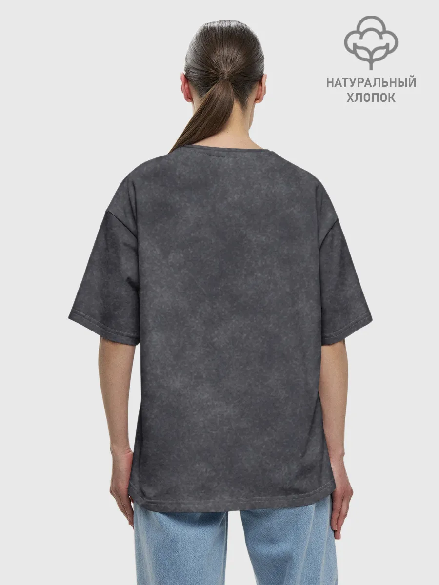 Женская футболка оверсайз хлопок / Варёнка dark grey