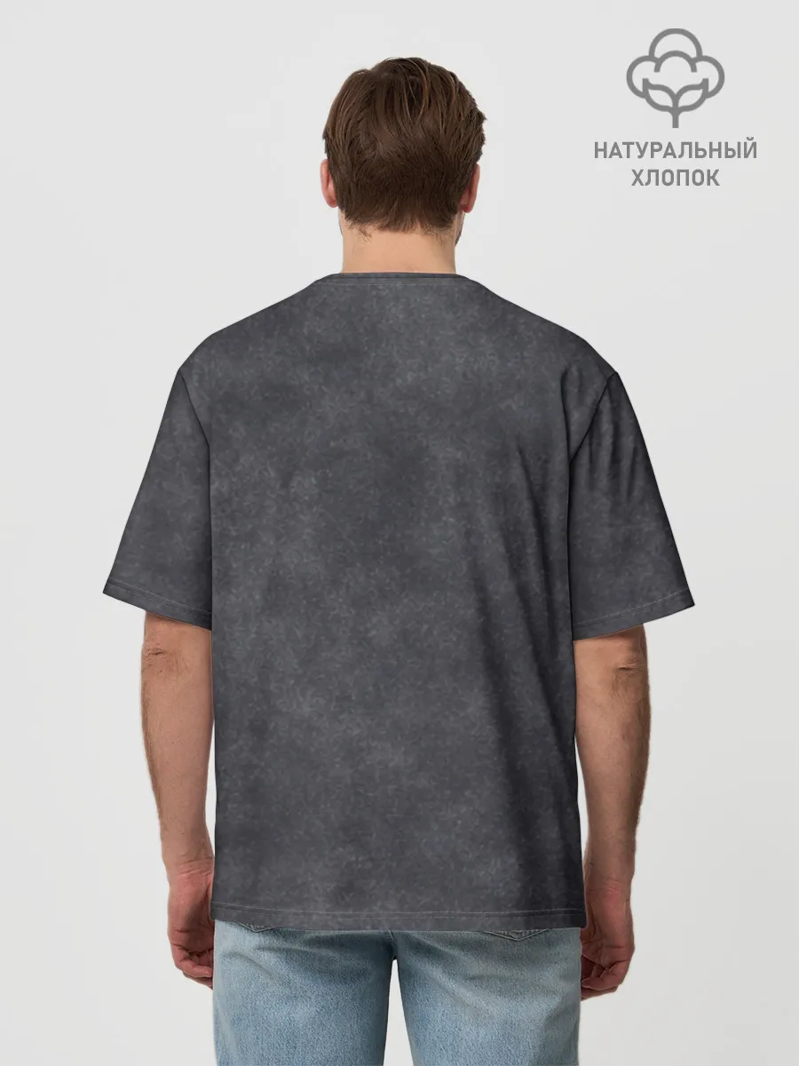 Мужская футболка оверсайз хлопок / Варёнка dark grey