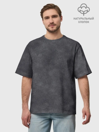 Мужская футболка оверсайз хлопок / Варёнка dark grey