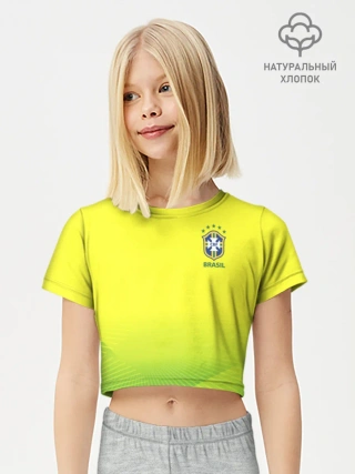 Футболка для девочки укороченная базовая хлопок / FootballBrazil