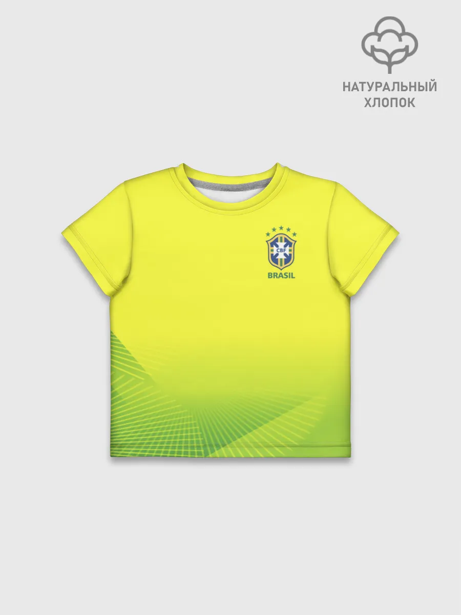 Футболка для девочки укороченная оверсайз хлопок / Football Бразилия