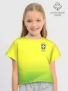 Футболка для девочки укороченная оверсайз хлопок / Football Бразилия