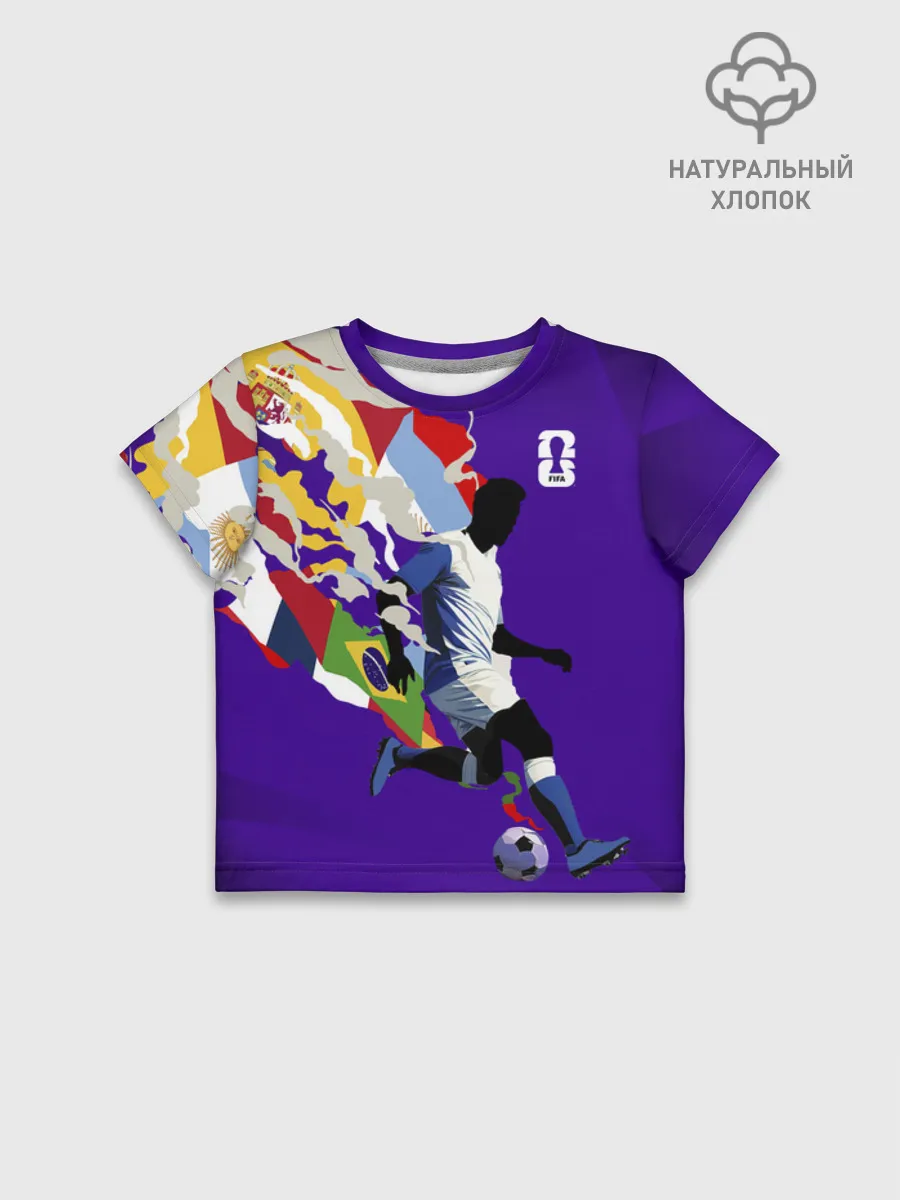 Футболка для девочки укороченная оверсайз хлопок / Fifa World Cup