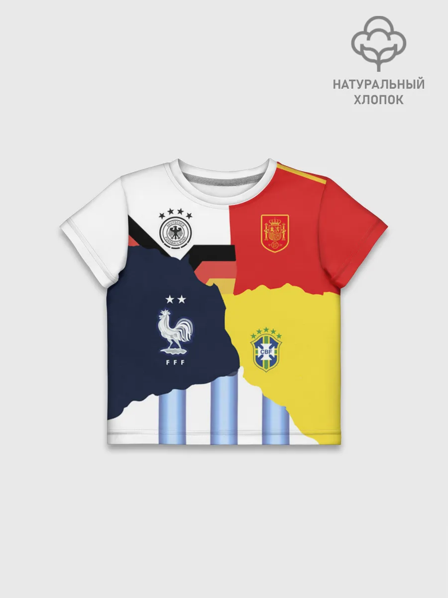Футболка для девочки укороченная оверсайз хлопок / Fifa коллаж